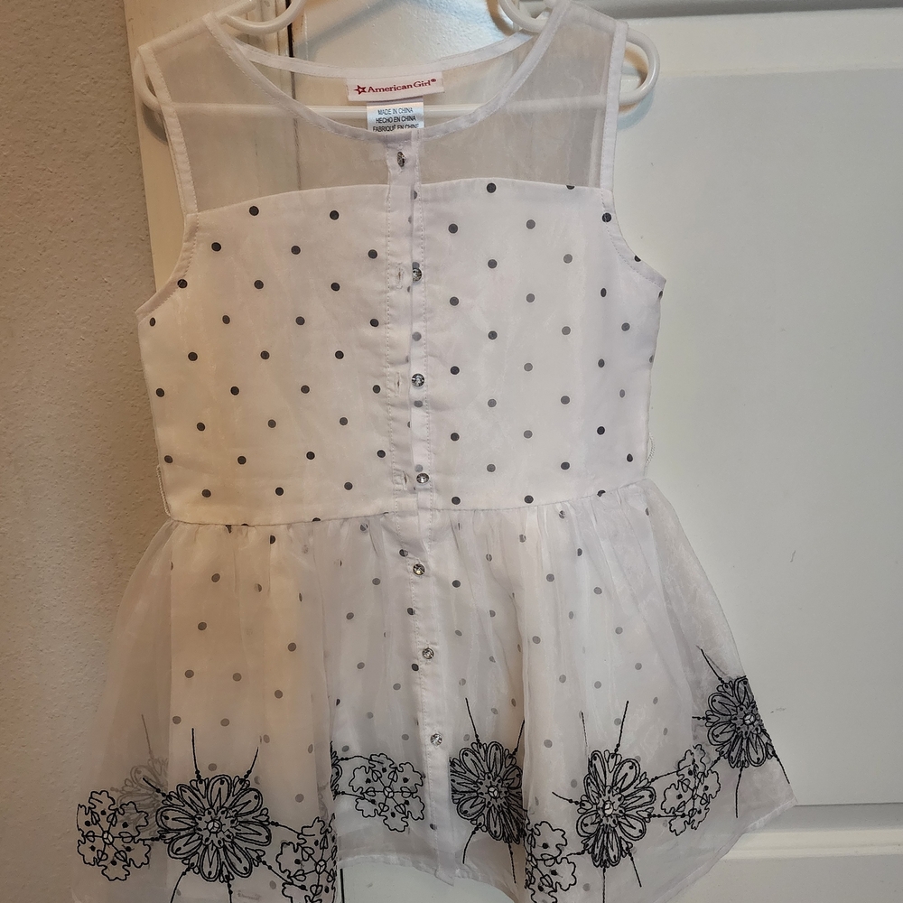 White Polka Dot Dress with Floral Hem